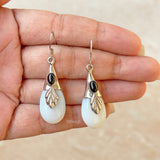 Opalite & Black Onyx Leaf Silver Earring