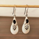 Opalite & Black Onyx Leaf Silver Earring