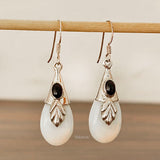 Opalite & Black Onyx Leaf Silver Earring