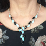 Opalite & Black Onyx Silver Necklace