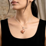 Orange Aventurine Heart Silver Pendant