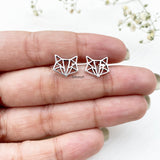 Origami Fox Silver Stud