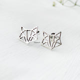 Origami Fox Silver Stud