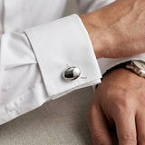 classic silver cufflinks for men India oval shape