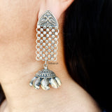 Paisley Tribal Silver Jhumka Earring