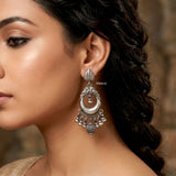 Handcrafted 925 sterling silver parrot dangle earrings for festive wear