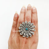 Parrot Turquoise Adjustable Silver Ring