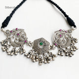 Peacock Silver Choker Necklace