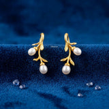 pearl earrings gold plated silver organic design