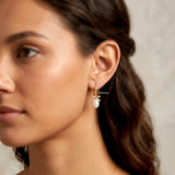 Pearl bow silver gold earrings handcrafted in 925 sterling silver