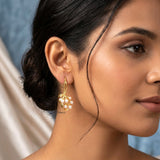 pearl drop earrings cluster design silver