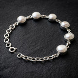 minimal pearl silver bracelet for daily wear