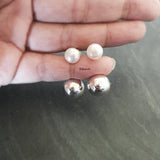 Pearl Silver Stud Ball Earring