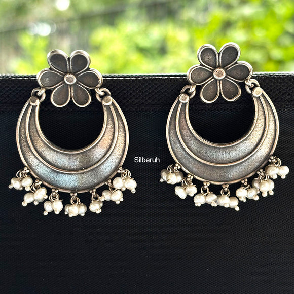 Pearl Tribal Silver Earring