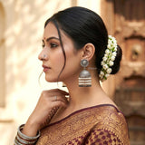 black onyx statement jhumka earrings women