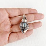 Perfume Bottle Blue Topaz Silver Pendant
