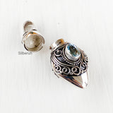 Perfume Bottle Blue Topaz Silver Pendant