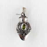 Perfume Bottle Peridot Silver Pendant