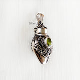 Perfume Bottle Peridot Silver Pendant