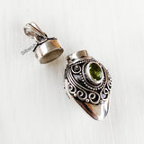 Perfume Bottle Peridot Silver Pendant