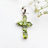 Peridot Cross Silver Pendant