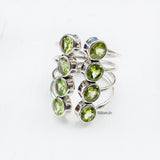 Peridot Facetted Adjustable Silver Ring