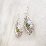 Peridot Facetted Silver Carved Earring