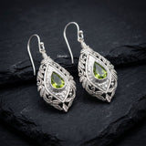 faceted peridot drop earrings silver jewellery for women