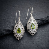 925 sterling silver peridot earrings India natural gemstone