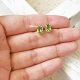 Peridot Facetted Silver Stud