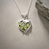 peridot heart pendant 925 sterling silver faceted gemstone jewellery