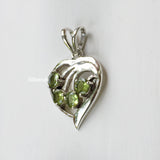 Peridot Heart Facetted Silver Pendant