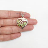 Peridot Heart Facetted Silver Pendant