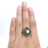 Peridot Round Poison Box Silver Ring