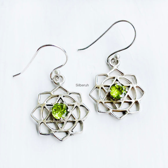 Peridot Sahasrara Chakra Silver Earring