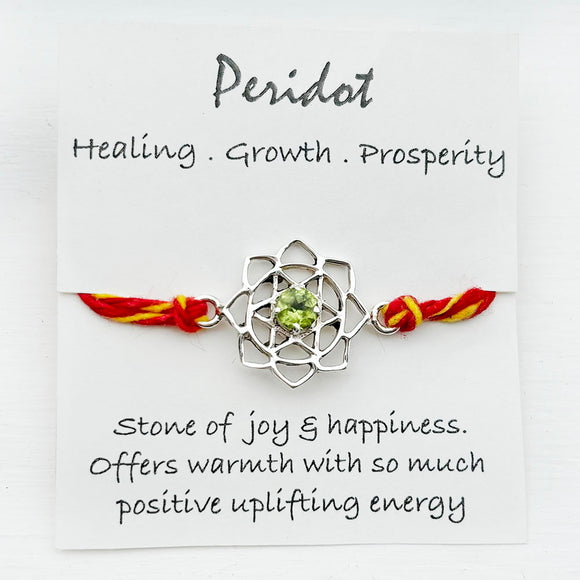 Peridot Sahasrara Chakra Silver Rakhi