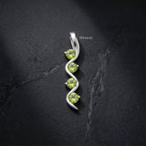 Natural Peridot silver snake pendant close-up view