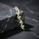 925 sterling silver snake pendant with green Peridot stone