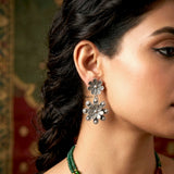 Elegant floral silver dangle earrings for weddings and celebrations
