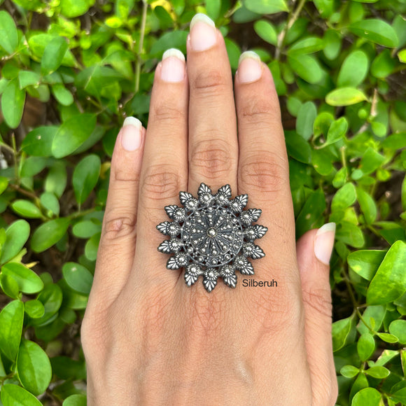 Phool Silver Adjustable Ring