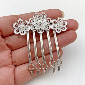 Phool Silver Hair Pin