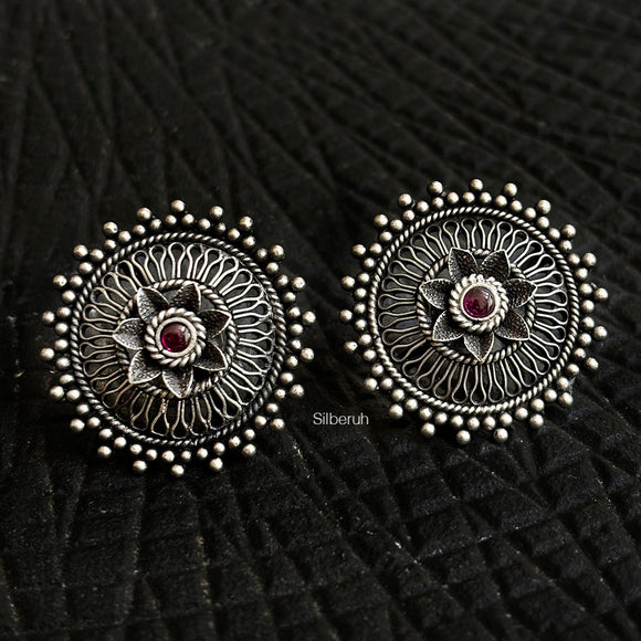 Phool Silver Jali Stud Earring