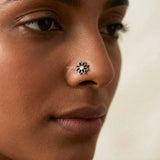 Floral Silver Nose Pin for Pierced Nose