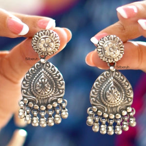 Phool Silver Tribal Earring