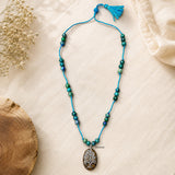 Pietersite & Azurite Silver Threaded Necklace