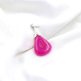 Statement sterling silver pendant with vibrant pink druzy stone