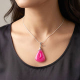 Handmade 925 silver drop pendant featuring pink druzy