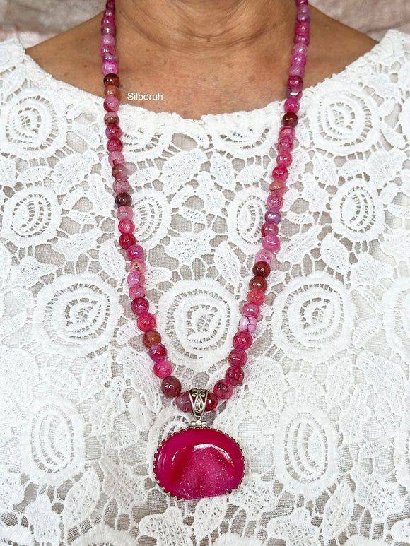 Pink Druzy Necklace