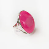 Pink Druzy Oval Silver Ring