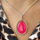 Pink Druzy Silver Pendant